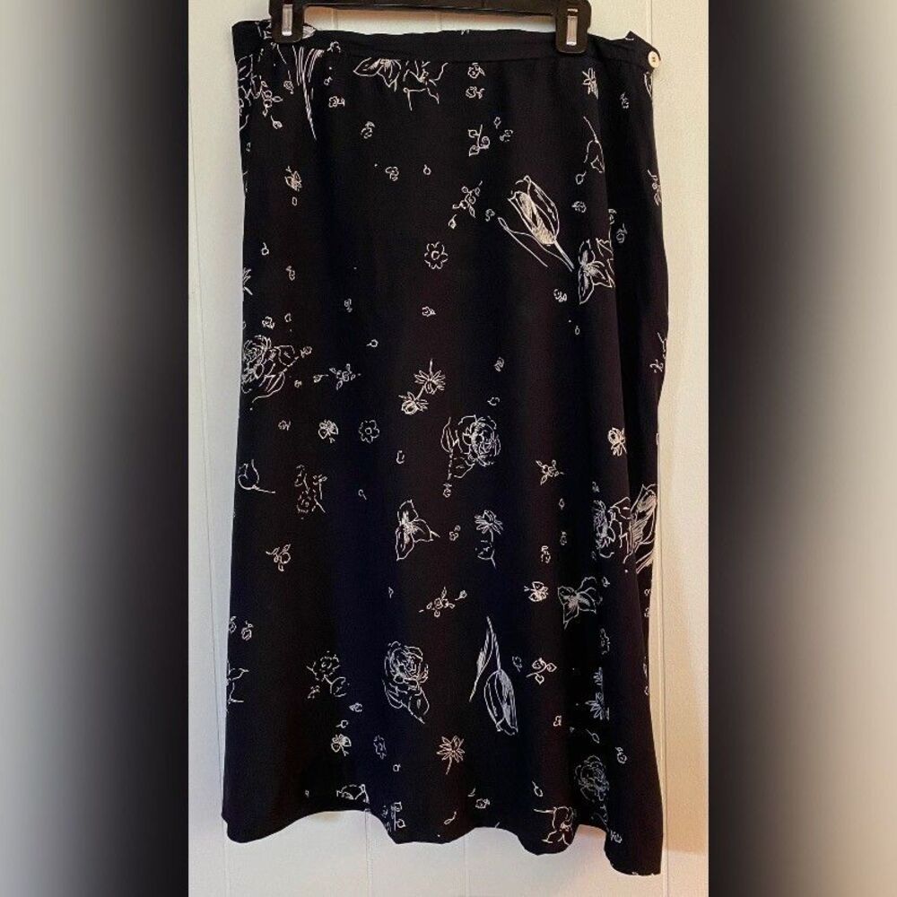Rena Rowan For Saville Skirt Women’s 14W Black White Floral Midi